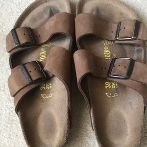 Brown suede Birkenstock sandals